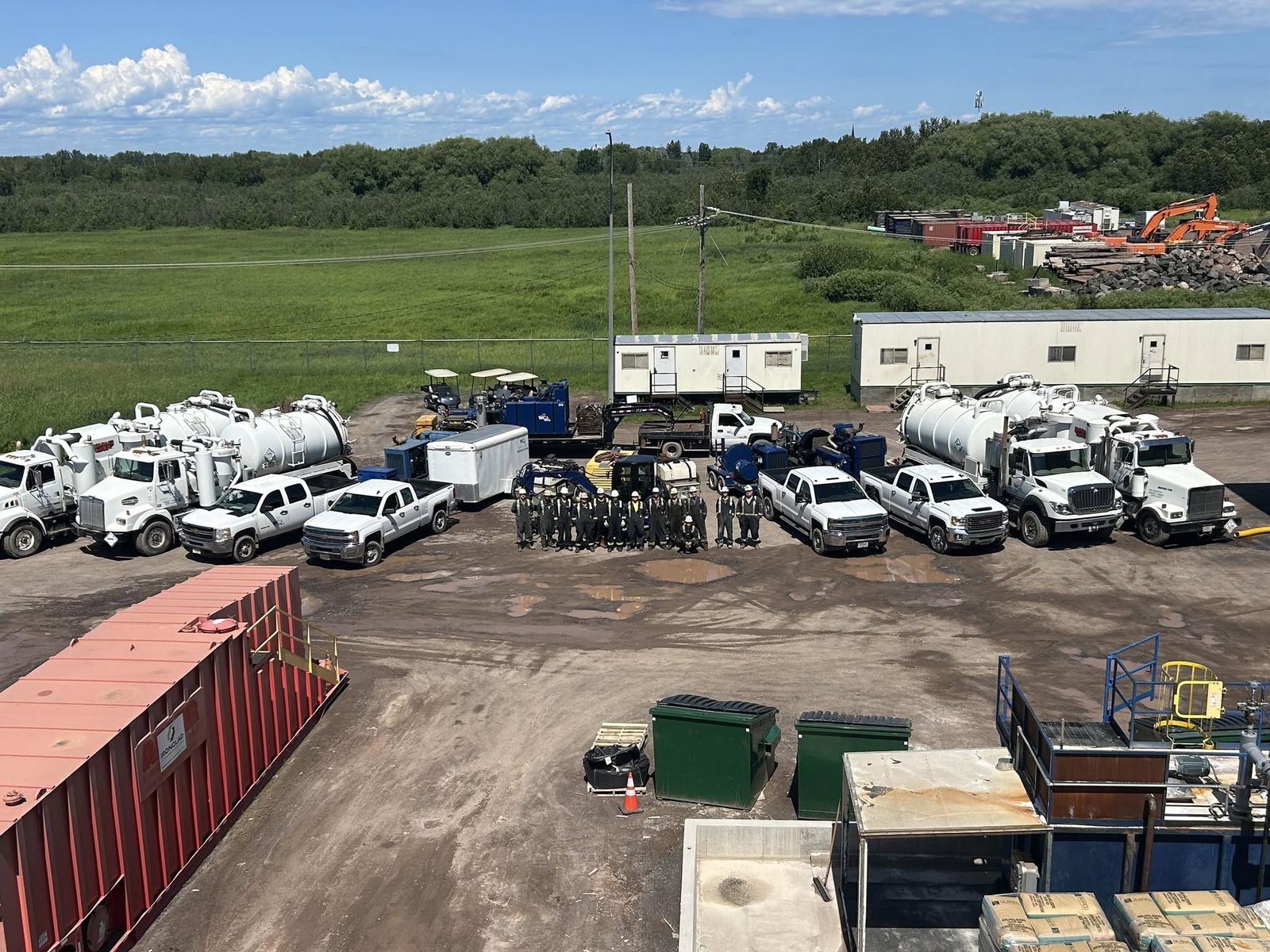 The WCS crew and vacuum truck fleet at the equipment yard